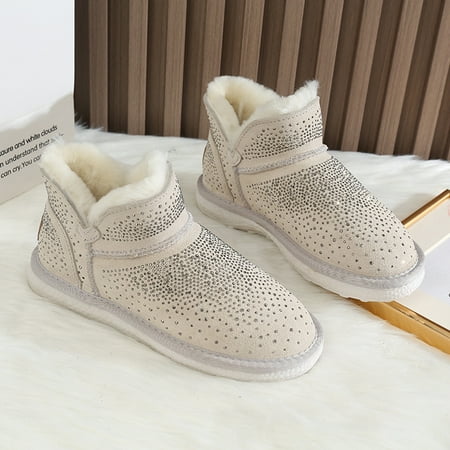 

Women s Fleece Snow Boots Glitter Rhinestone Thermal Insulated Ankle Boots Women s Footwear