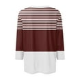 thumbnail image 5 of Scyoekwg 3/4 Sleeve Tunic Tops for Women Round Neck Three-Quarter Sleeve Tshirt Dressy Casual Blouse Tops for Women Trendy Lightweight Tshirt Loose Color Block Blouses (Wine,M), 5 of 5