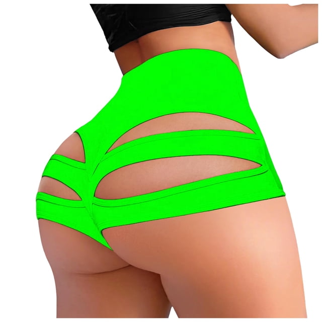 Pantalones cortos de yoga con aberturas para mujer: cintura alta, efecto realzador de glúteos, diseño fruncido. Pantalones cortos sexys para el gimnasio o la discoteca.