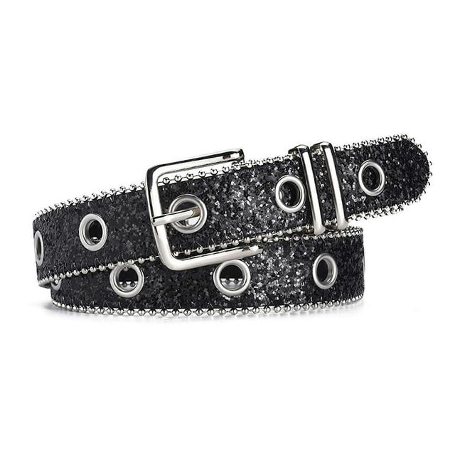 Fashion Hollow Sequin Belt for Women Versatile Adjustables Soft Leather Belt for Women Girl Female