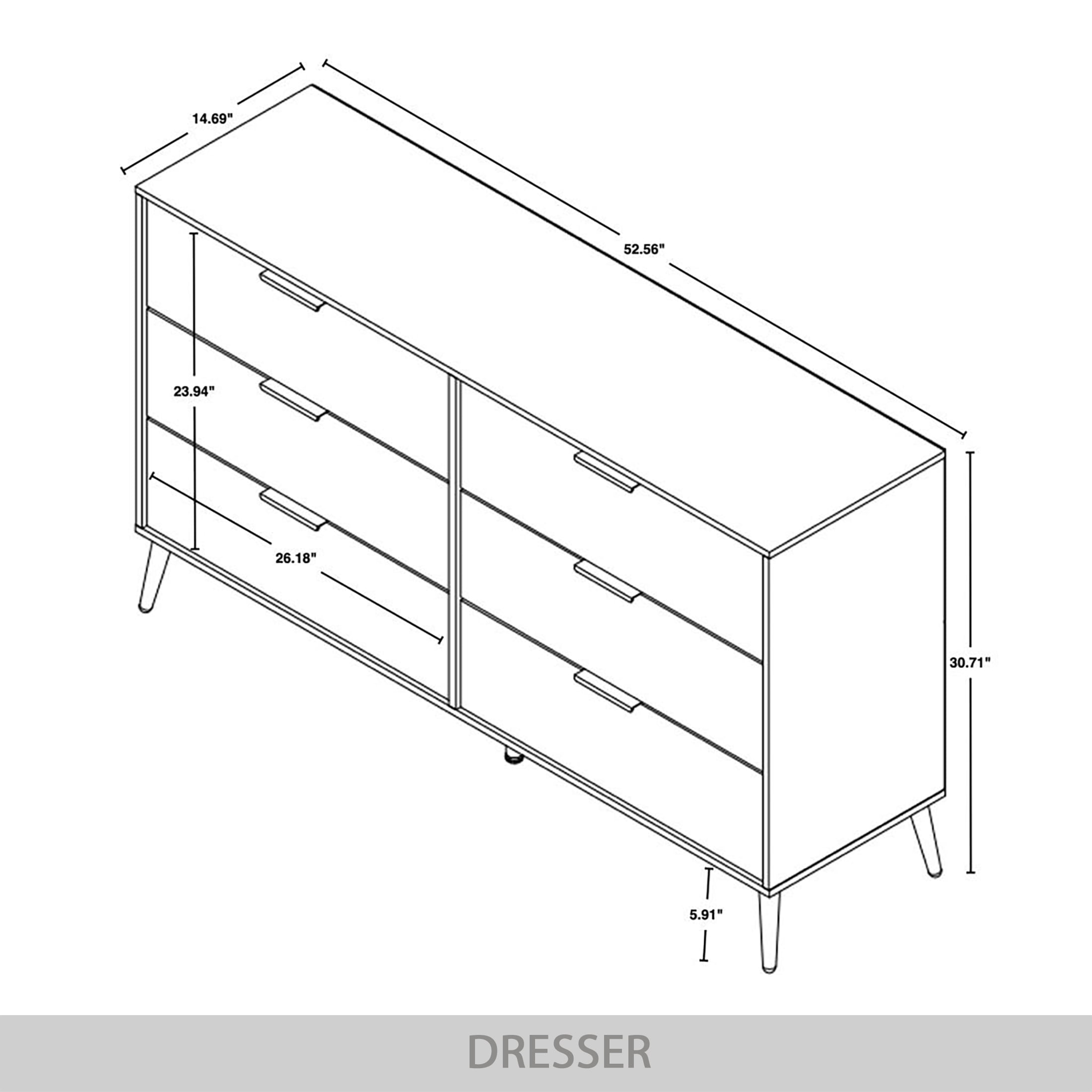Castle Place Glam 6 Drawers Wooden Dresser, Silver