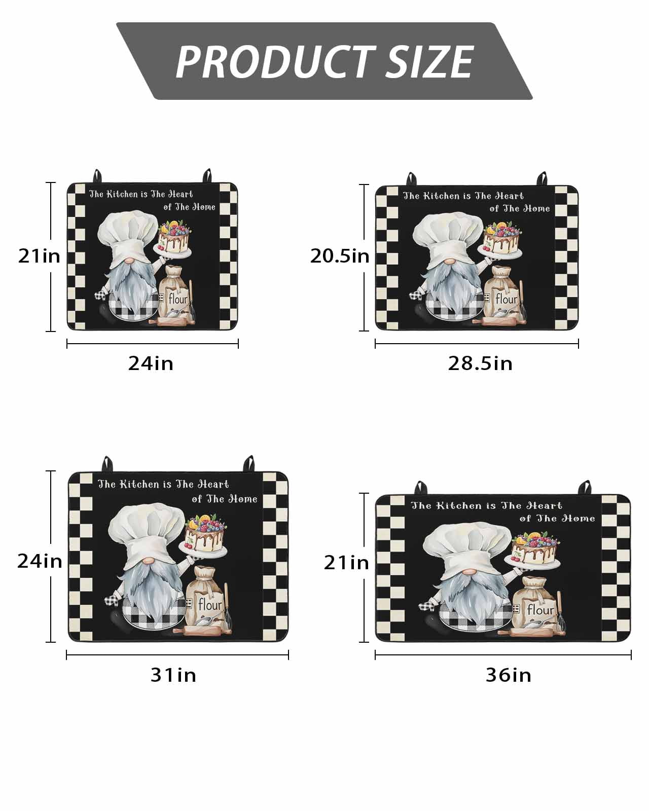 Stove Top Covers for Electric Stove, Chef Gnomes Glass Stovetop Cover Protector, Black White Plaid Dessert Maker Cake Induction Cooktop Protector Oven Mat for Kitchen Countertop 24"x21"