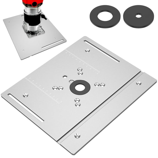 MesaSe Router Table Insert Plate 9.4 x 7.9 x 0.2 Inch Aluminum Alloy Portable Milling Machine Flip Board with Clear Scale
