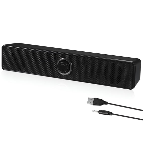 GJX Wired Sound Bar for TV, Compact Stereo Desktop Speakers with USB Power, External Audio System for PC, Tablet, and Home Entertainment