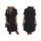 thumbnail image 3 of Vestido Túnica Holgado Informal de Verano para Mujer, de Algodón y , con Botones, Escote en V, Corta, Color Negro, Talla XL, 3 of 7
