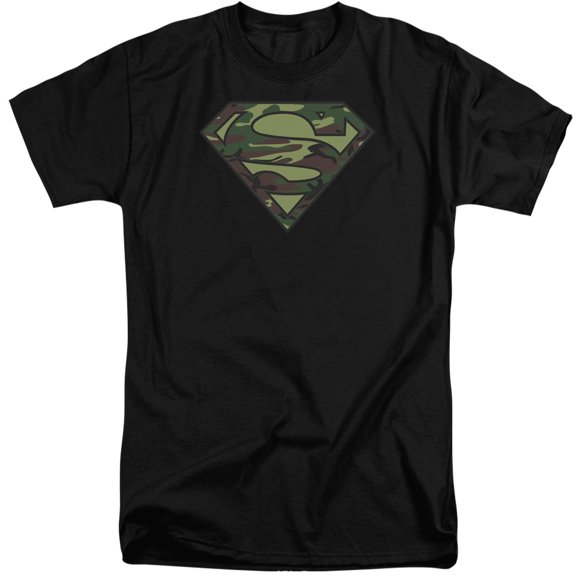 Superman Camo Logo Adult Tall T-Shirt Black