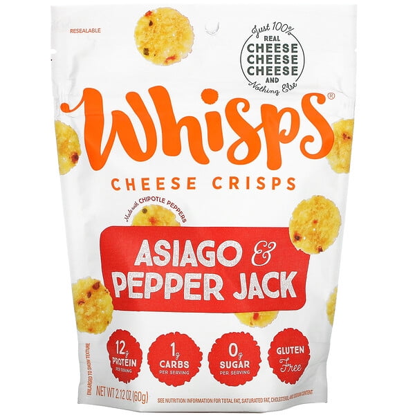 Whisps, Asiago & Pepper Jack Cheese Crisps, 2.12 oz