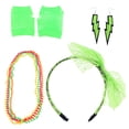 thumbnail image 5 of KAKOWELY Diadema de encaje de los 80, pendientes neón, guantes de rejilla sin dedos, collar para fiesta de los 80 (serie verde claro), 5 of 5
