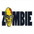 thumbnail image 3 of Zombie Duvet Cover Set, Dead Human Face Caricature Typography Style Monster Theme Illustration, Decorative 3 Piece Bedding Set with 2 Pillow Shams, King Size, Dark Blue Yellow, by Ambesonne, 3 of 3