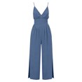 thumbnail image 6 of Cutuoiiu Casual Women Solid V Neck Spaghetti Strap Jumpsuit with Side Slit Wide Leg Long Pants for Daily Wear Gifts, 6 of 6