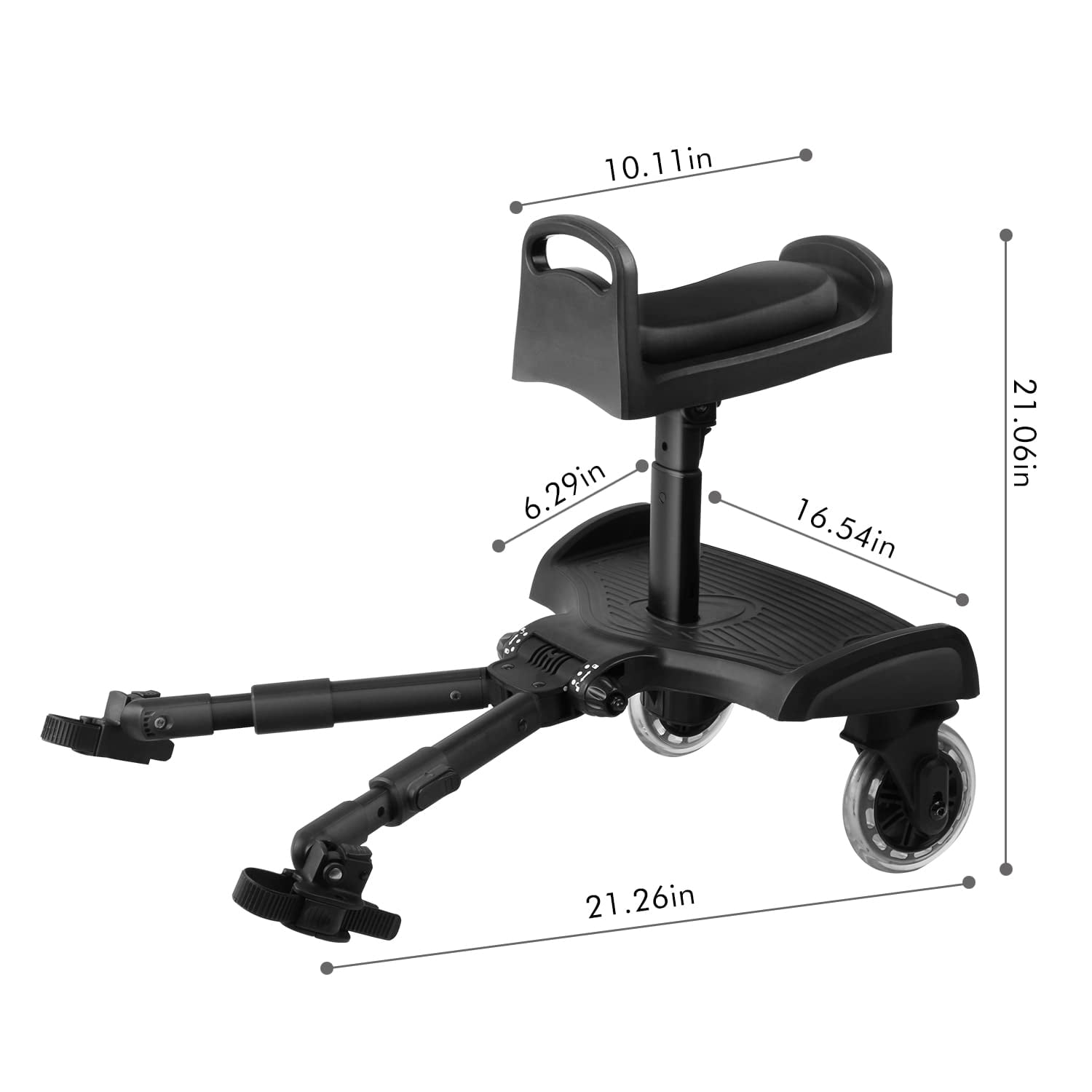 Beberoad Love Universal Stroller Board with Detachable Seat Stroller Ride Board Standing Platform Stroller Glider Board Fits Most of Strollers & Buggies - Rider Holds Children Up to 45lbs