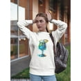thumbnail image 2 of Blue Cocktail Watercolor. Sweatshirt Women -Image by Shutterstock, Female x-Large, 2 of 4