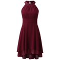 thumbnail image 2 of Aayomet Plus Size Dresses Womens Summer Casual Solid Halter Neck Button Chiffon Splice A Line Dress,Red 4XL, 2 of 5