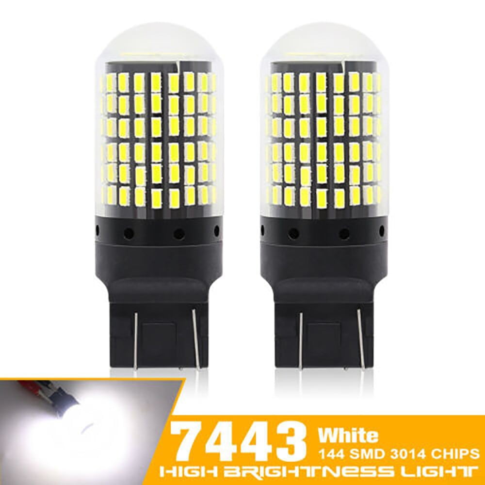 2pc Super Bright T20 7440 W21W 144SMD 3014 LED Canbus Car Turn Signal Lamp white