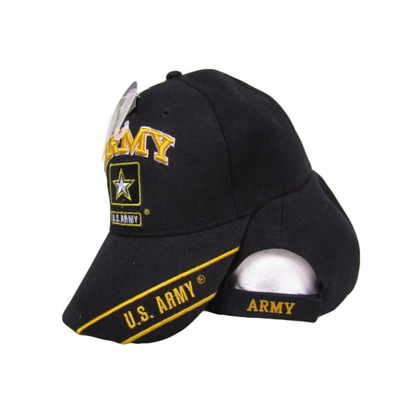 U.S. Army Star Letters Embroidered Black Baseball Cap Hat Licensed (Go Army)