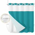 thumbnail image 2 of Teal No Hook Shower Curtain Waterproof, Bathroom Curtains with Snap in Liners and See Through Top Window, Turquoise Pure Teal Hotel Style Bathtub Curtains Shower 72"Wx78"L, 2 of 8