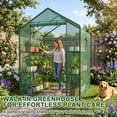 thumbnail image 3 of JIOABL 3-Tier Walk-In Greenhouse with PE Cover, Roll-Up Zipper Door & Side Windows, Steel Frame, Outdoor Plant Greenhouse for Garden, Patio, Green, 3 of 10