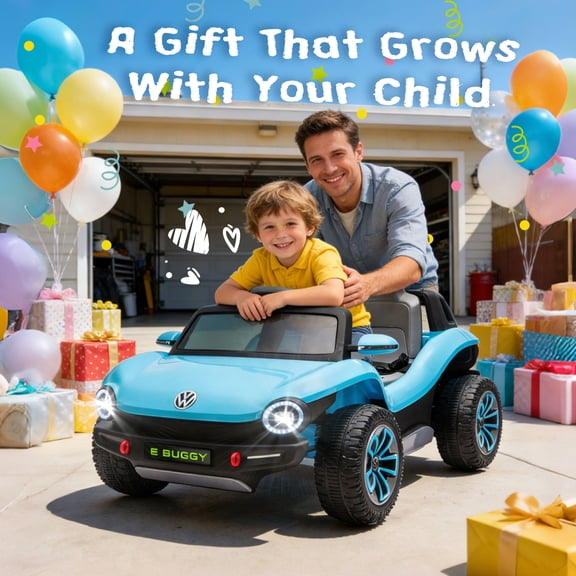 Urday Licensed Volkswagen Beetle 12V Kids Ride On Car, Electric Toy Vehicle with 2.4G Remote Control, 4-Wheel Suspension, BT Music, LED, Girl gift