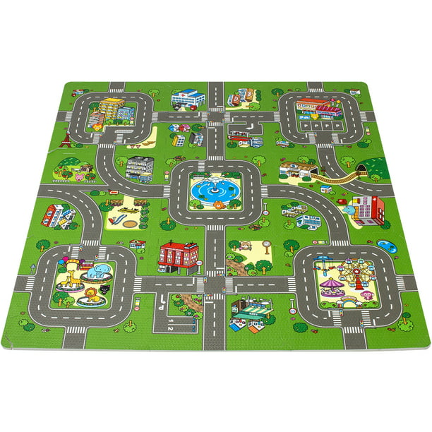 Sorbus Puzzle Mat Traffic Interlocking Floor Kids Play Carpet Tiles With Borders Baby Foam Puzzle Extra