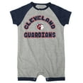 thumbnail image 2 of Newborn & Infant Heather Gray Cleveland Guardians Extra Base Hit Raglan Full-Snap Romper, 2 of 3