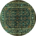 thumbnail image 1 of Ahgly Company Indoor Round Persian Turquoise Blue Traditional Area Rugs, 5' Round, 1 of 4