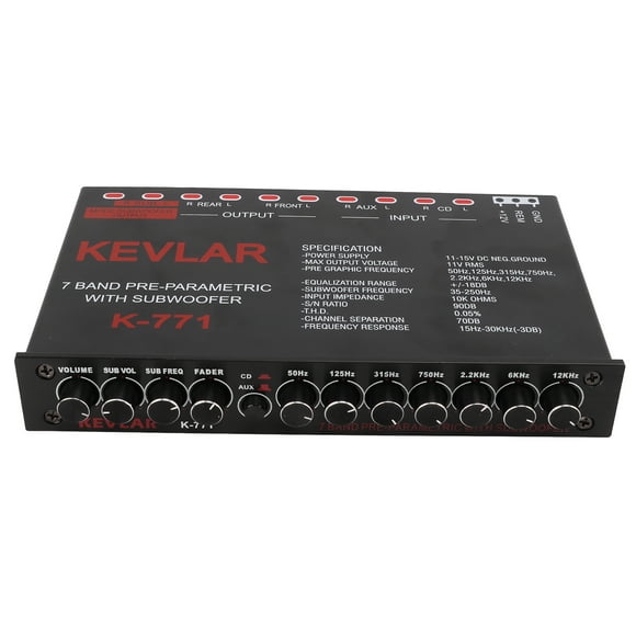 Eq Car Audio Graphic Equalizer Universal Low Pass 7-Band Variable Gain Adjustment High Level Input EQ for Stereo System