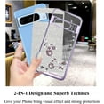 thumbnail image 4 of for Google Pixel 8 Pro Case Clear Glitter Sparkle Aesthetic Google Pixel 8 Pro Phone Case Silicone TPU Soft Flower Transparent Shockproof Cover Pruple Thin (Silver-Purple), 4 of 14