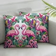 thumbnail image 2 of GOSMITH Soft and Durable Flamingo and Tropical Garden 2-Piece Short Plush Pillowcase Set White, 2 of 6
