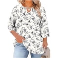 thumbnail image 2 of Babysbule Crewneck with Front Cutout 3/4 Sleeve, Position Print, Blouse & Top (Women's Plus Size), 2 of 6