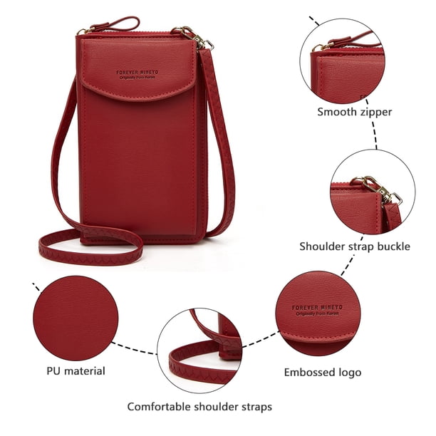 Bolso bandolera de PU impermeable para mujer para el ocio diario (rojo vino) Tmvgtek Para Estrenar