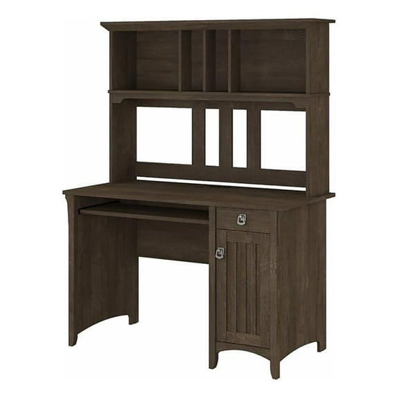 UrbanPro Contemporary Engineered Wood Small Computer Desk with Hutch in Brown