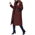 thumbnail image 4 of Fall Winter Women Solid Color Long Sleeve Double Breasted Casual Lapel Long Trench Coat, 4 of 7