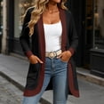 thumbnail image 3 of Idoravan womens long sleeve open front knit cardigan sweater with pockets Women Solid Color Long Sleeves Knit Cardigan Loose Curved Placket Tops, 3 of 6