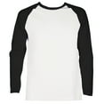 thumbnail image 1 of SLM Men's Long Sleeve Cotton Baseball Raglan Tee Shirt Jersey -White/Black-XL, 1 of 1