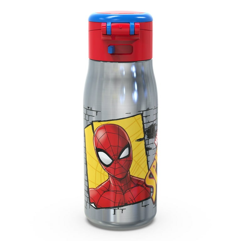 Zak Designs Marvel Comics 13.5 Ounce Stainless Steel Insulated Water Bottle,  Spider-Man 