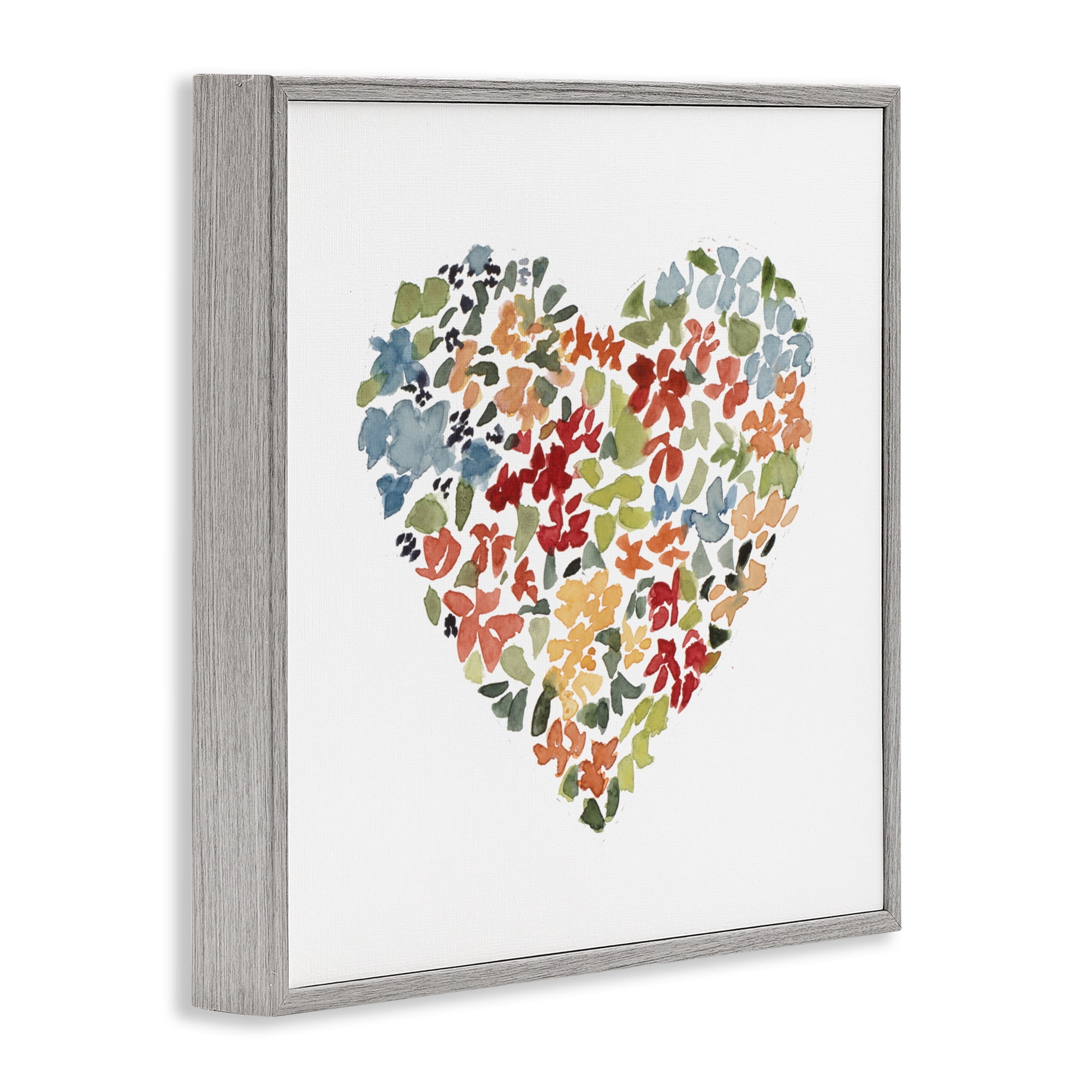 Stupell Industries Blooming Earth Tone Heart Gray Framed Giclee Art, design by Lanie Loreth