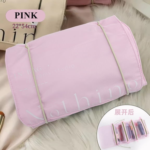 Roll Up Makeup Bag, Hanging Toiletry Bag, 4 in 1 Detachable Cosmetic Bag, 4 Removable Storage Bags, Travel Makeup Organizer Bags for Women Men