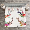 thumbnail image 3 of Ambesonne Antlers Quilted Bedspread Set 3 Pcs, Bouquet Animal Flowers, King Size, Multicolor, 3 of 3