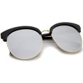 thumbnail image 4 of sunglassLA Unisex Womens Oversize Half-Frame Mirrored Flat Lens Round Sunglasses (Black-Gold / Silver Mirror) - 58mm, 4 of 4