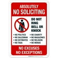 thumbnail image 1 of Absolutely No Soliciting Do Not Ring Bell Or Knock, No Exceptions Sign,, 1 of 1