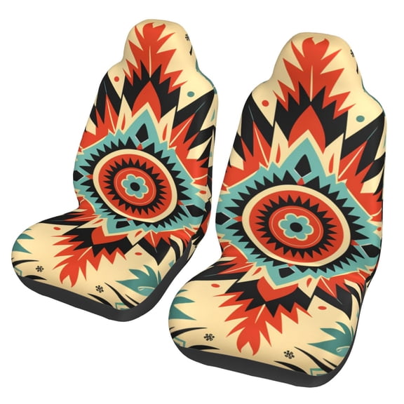 Universal Fit Car Seat Covers, Set of 2, Breathable Bucket Seat Protectors for Cars, SUVs, Trucks, Vans, Aztec Baja Southwest Native Western