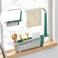 thumbnail image 4 of Fregadero telescópico moderno Soporte para estante Cesta Organizador de almacenamiento Estante extensible Jabón Drenaje Toalla Colgador Esponja Paños Verde Baoblaze Bastidor de fregadero telescópico, 4 of 8