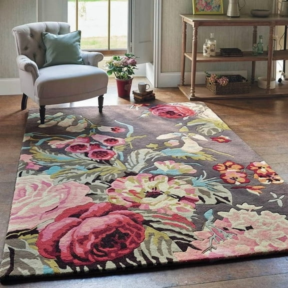 Handmade Floral Modern Design Premium Wool Area Rug – Soft, Durable, Contemporary Handcrafted Carpet for Living Room, Bedroom, or Study – 4' x 6'