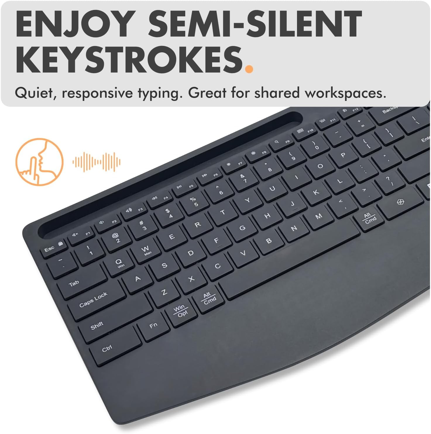 X9 Quiet Wireless Keyboard and Mouse Combo (Bluetooth + 2.4GHz) with Wrist Rest, Phone Holder, Silent, Multi-Device, Full-Size Ergonomic Keyboard Mouse Wireless Combo for Phone, Computer, Laptop, Mac