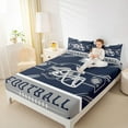 thumbnail image 4 of jejeloiu American Rugby Game Full Size Sheets,Gray Deepblue Bed Sheets For Teens 4 Pieces, 4 of 7