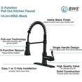 thumbnail image 6 of BWE Matte Black High Arc Single Handle Kitchen Sink Faucet, 6 of 9