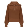 thumbnail image 5 of HAiming Womens Sweaters Fall Trendy Half Zip Sweater Casual Long Sleeve Lapel V Neck Ribbed Knit Pullover Jumper Tops, 5 of 5