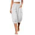 thumbnail image 4 of Lenpel Womens Capri Pants Fashion Casual High Waist Cropped Harem Pants with Pockets Lightweight Comfy Capris Slacks, 4 of 7