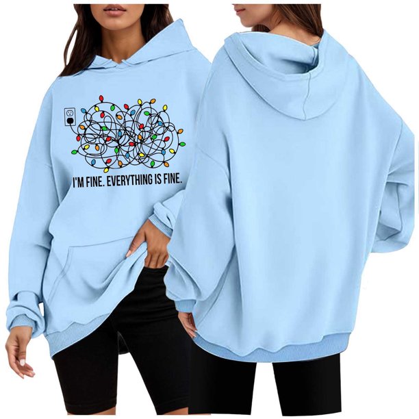 WILLBEST Sudaderas de Mujer con Capucha y Estampado Navideño Grande