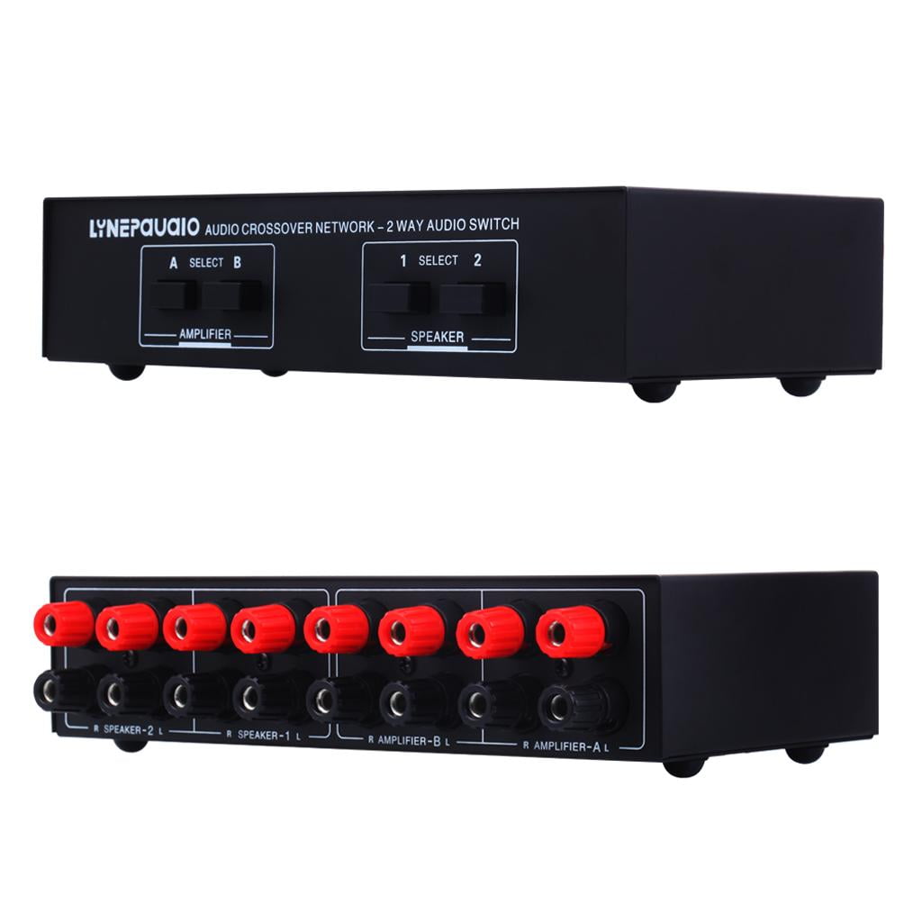 LeeQinersw 1pc 2 in 2 out 2 Way Passive Speaker Selector Switcher Splitter Switch Box Black
